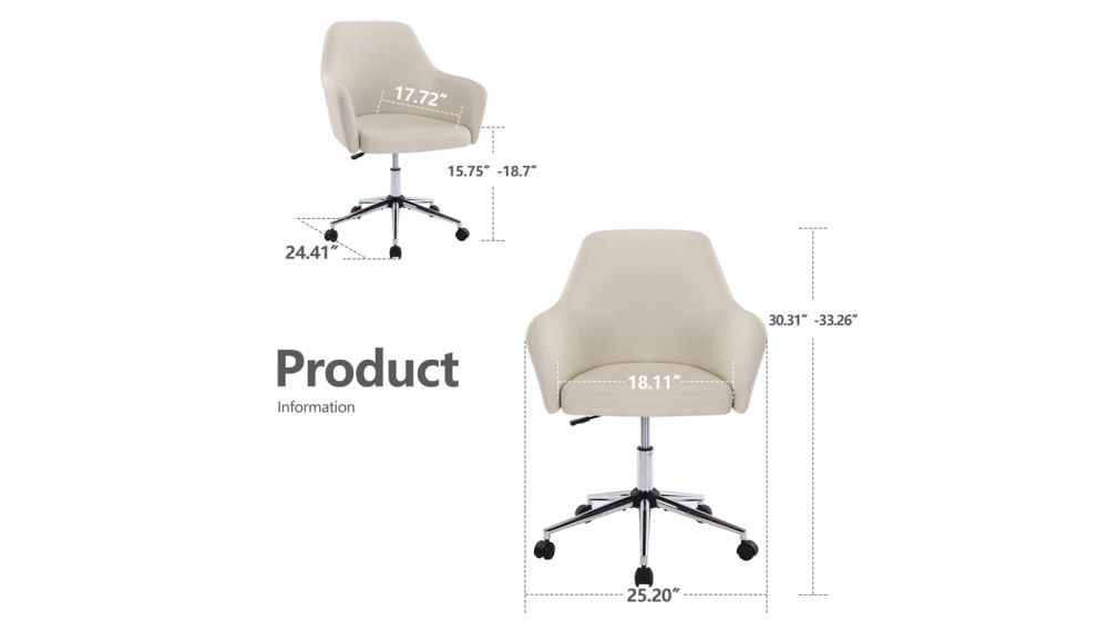 dropship Home Office Chair , Swivel Adjustable Task Chair Executive Accent Chair with Soft Seat