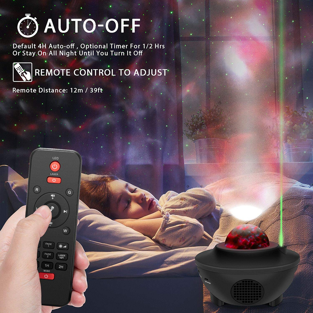 dropship USB LED Star Night Light Music Starry Water Wave LED Projector Light Bluetooth Projector Sound-Activated Projector Light Decor