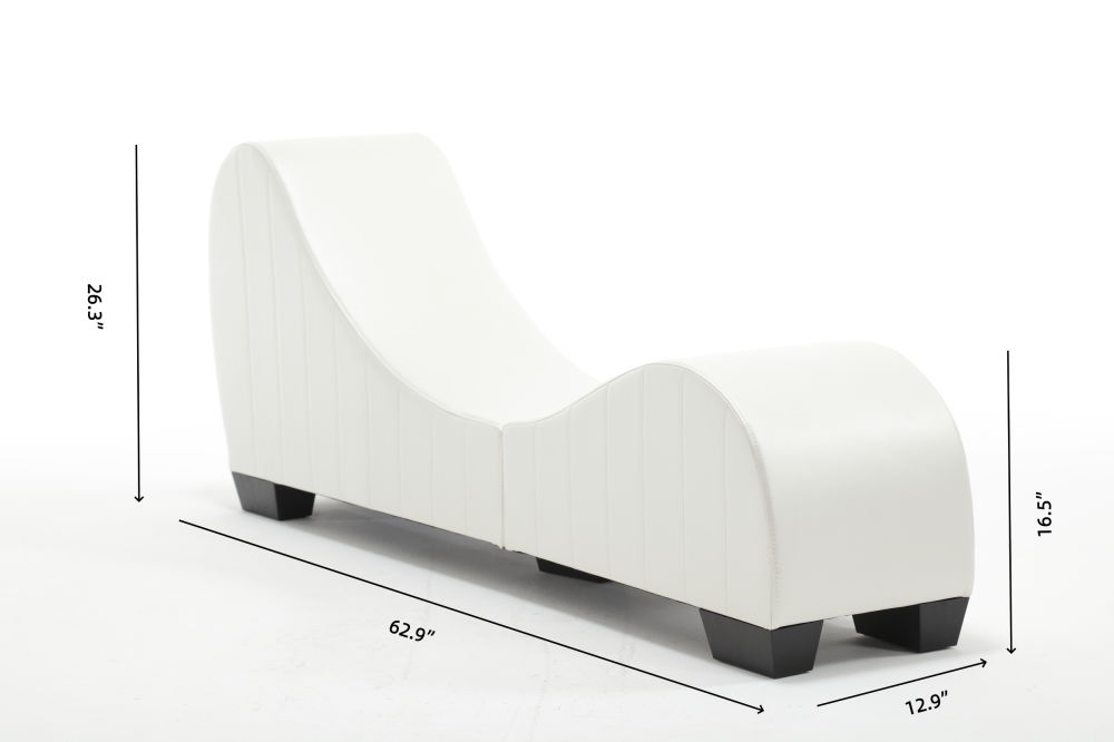 dropship Factory Direct Yoga Chaise Lounge Collection for Stretching & Relaxation Modern Faux Leather Curved Sofa, Modern Faux Leather Curved Sofa, Living Room Bedroom Accent