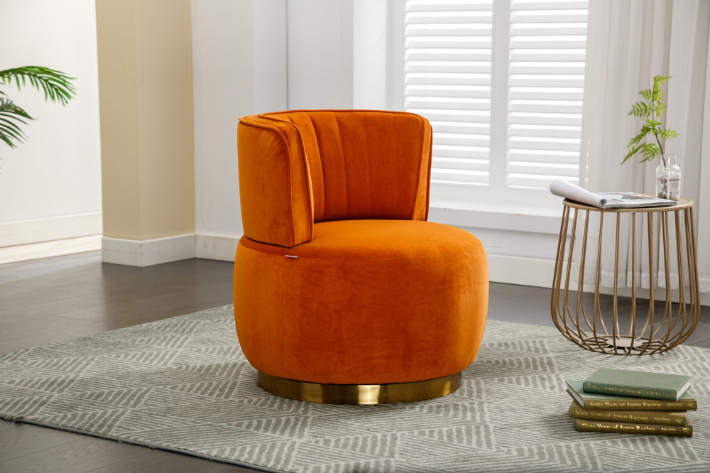 dropship 360 Degree Swivel Cuddle Barrel Accent Sofa Chairs, Round Armchairs with Wide Upholstered, Fluffy Velvet Fabric Chair for Living Room, Bedroom, Office, Waiting Rooms