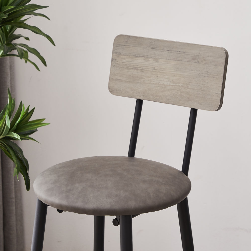 dropship Bar Table Set with 4 Bar stools PU Soft seat with backrest, Grey, 47.24'' L x 23.62'' W x 35.43'' H