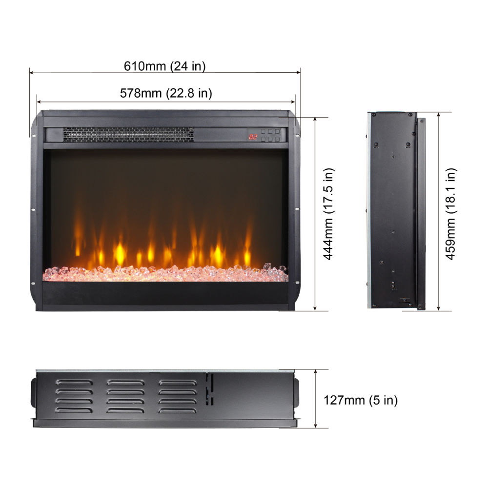 dropship 60 Inch Electric Fireplace Media TV Stand With Sync Colorful LED Lights-Dark rustic oak color