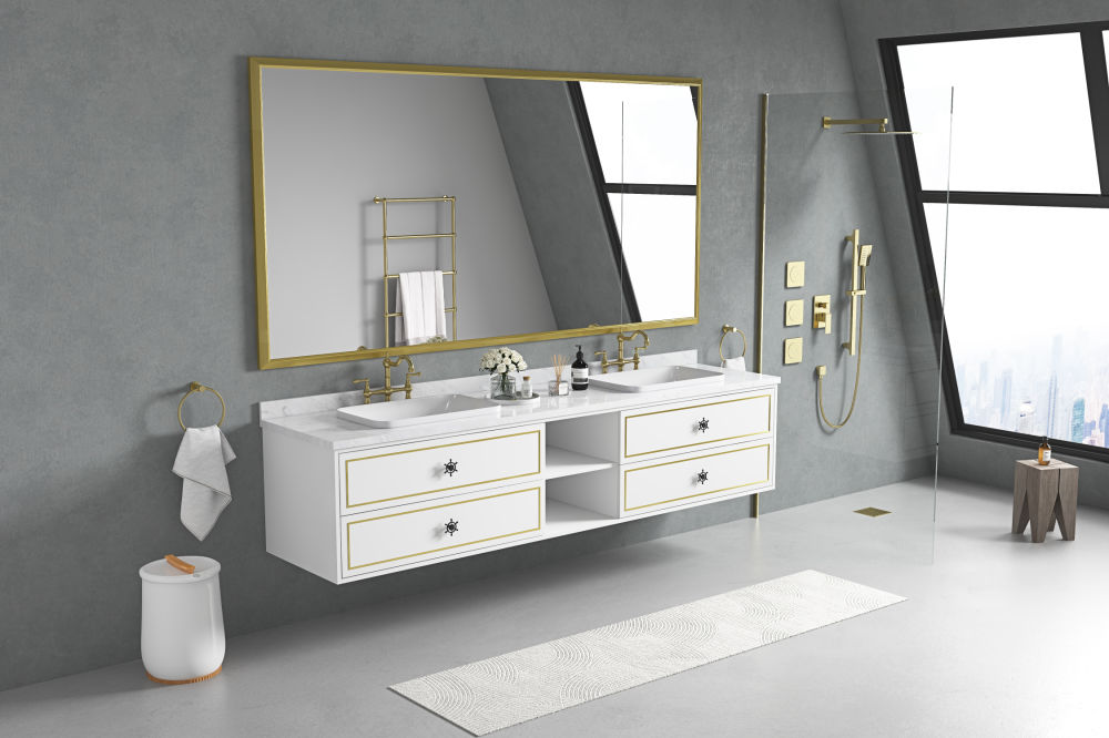 dropship 60in. W x 48 in. H Metal Framed Bathroom Mirror for Wall, X Inch Rectangle Mirror, Bathroom Vanity Mirror Farmhouse, Anti-Rust, Hangs Horizontally or Vertically