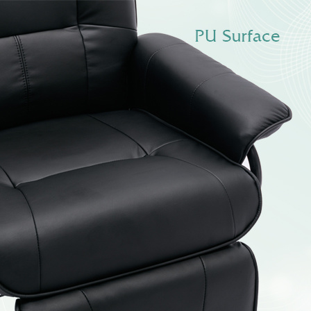 dropship Faux Leather Manual Recliner,Adjustable Swivel Lounge Chair with Footrest,Can Rotate 360 Degrees,L-right Angle Curved Wooden Frame, Armrest and Wrapped Wood Base for Living Room,Black