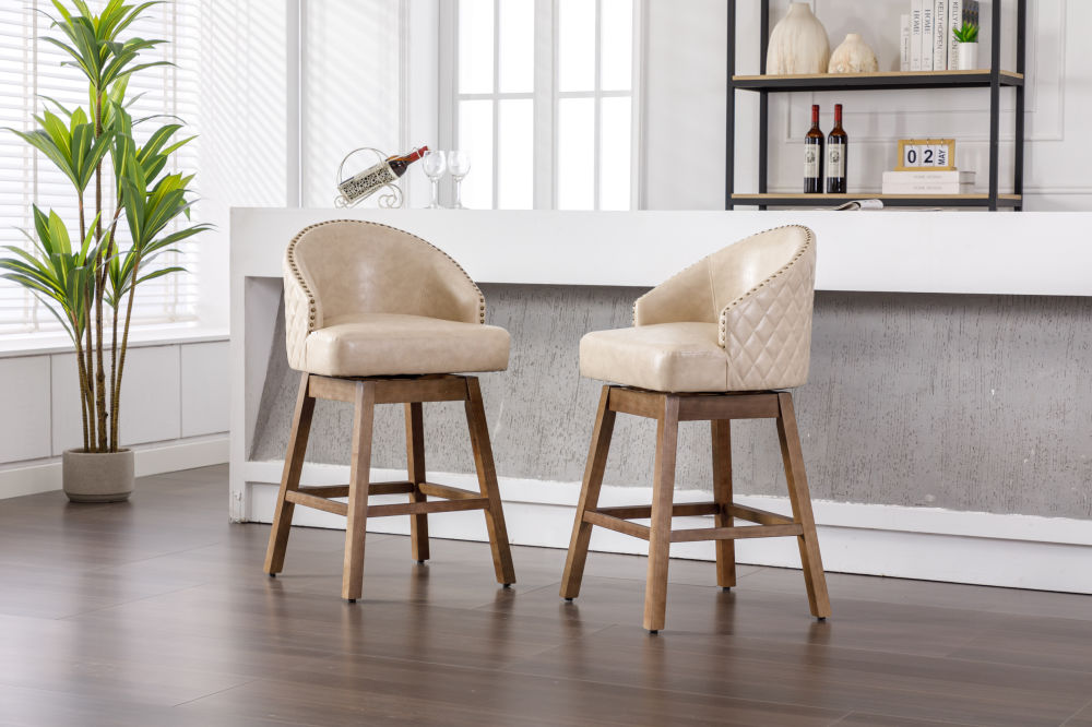 dropship COOLMORE Bar Stools Set of 2 Counter Height Chairs with Footrest for Kitchen, Dining Room And 360 Degree Swivel