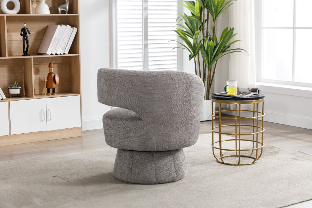 dropship 360 Degree Swivel Cuddle Barrel Accent Chairs, Round Armchairs with Wide Upholstered, Fluffy Fabric Chair for Living Room, Bedroom, Office, Waiting Rooms