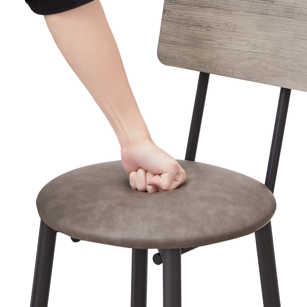 dropship Round bar stool set with shelf, upholstered stool with backrest Grey, 23.62'' W x 23.62'' D x 35.43'' H.