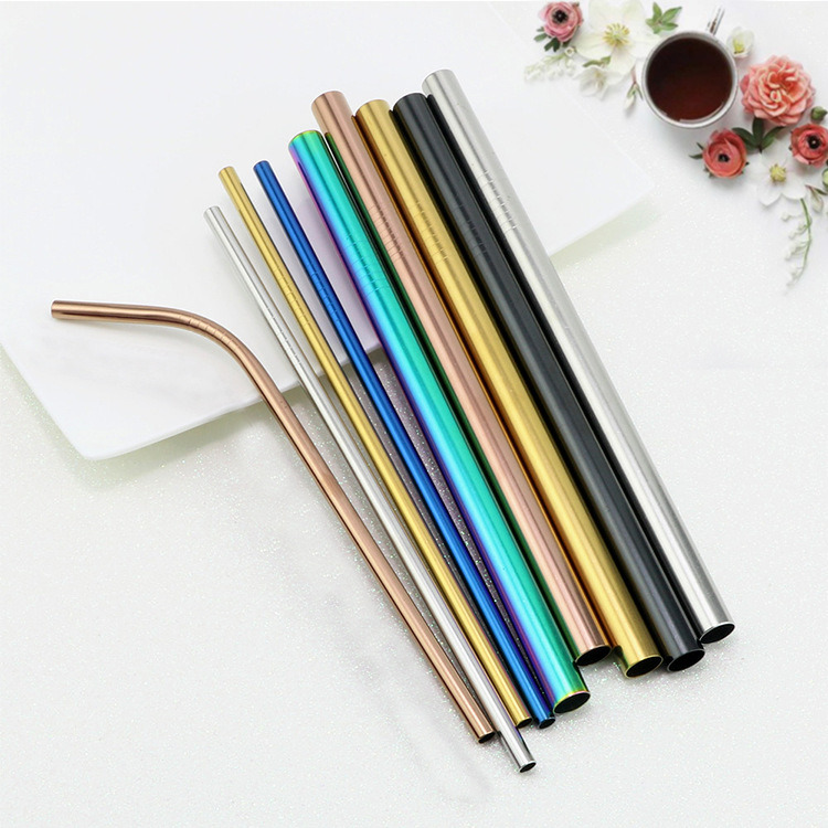 dropship Colourful Reusable Stainless Steel Straws