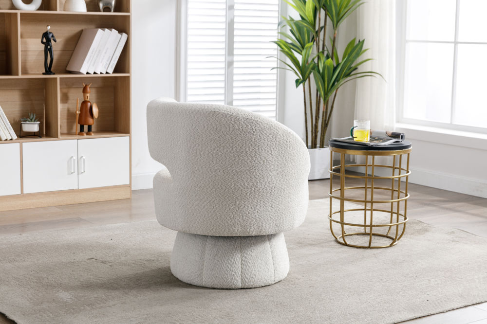 dropship 360 Degree Swivel Cuddle Barrel Accent Chairs, Round Armchairs with Wide Upholstered, Fluffy Fabric Chair for Living Room, Bedroom, Office, Waiting Rooms