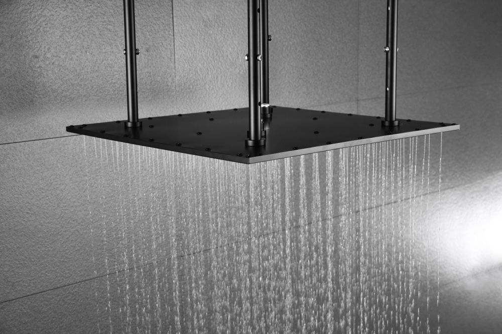 dropship High Pressure Rain Shower Head, Ultra-Thin Showerhead 304 Stainless Steel Waterfall Shower with Self-Clean Nozzles, Full Body Covering
