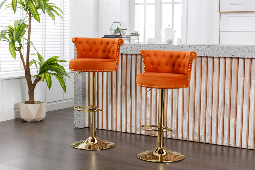 dropship COOLMORE Swivel Bar Stools Set of 2 Adjustable Counter Height Chairs with Footrest for Kitchen, Dining Room 2PC/SET