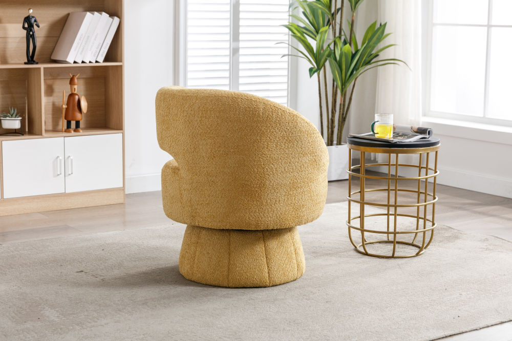 dropship 360 Degree Swivel Cuddle Barrel Accent Chairs, Round Armchairs with Wide Upholstered, Fluffy Fabric Chair for Living Room, Bedroom, Office, Waiting Rooms