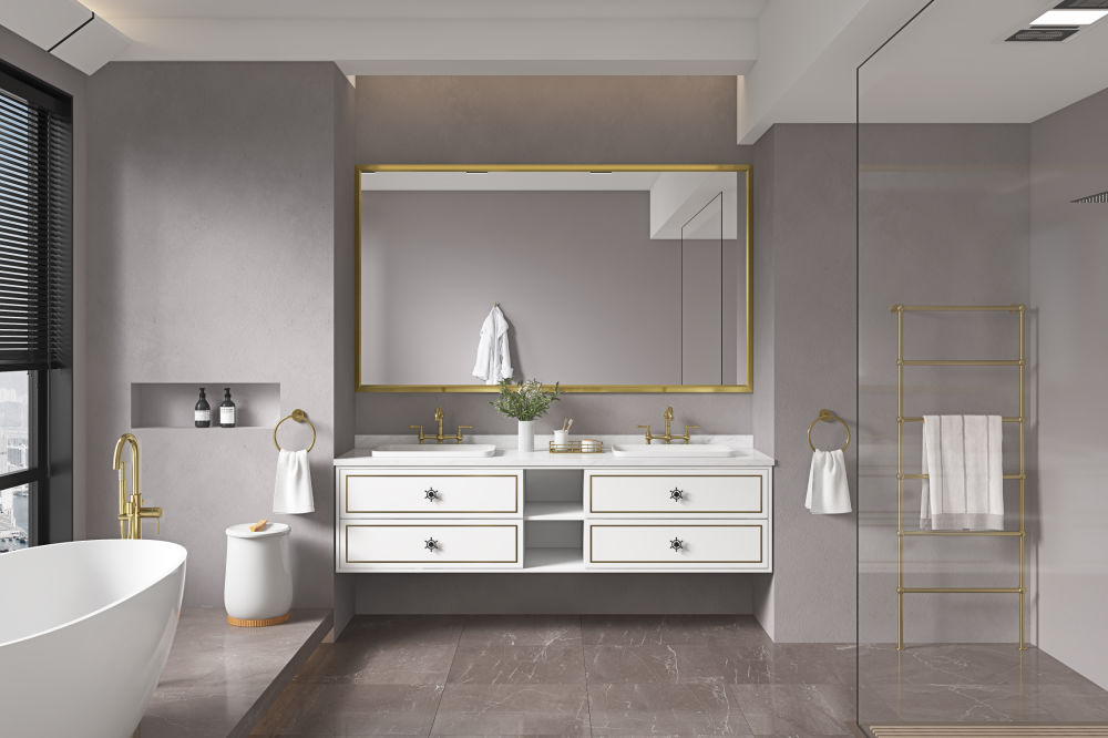 dropship 84in. W x 48in. H Metal Framed Bathroom Mirror for Wall, X Inch Rectangle Mirror, Bathroom Vanity Mirror Farmhouse, Anti-Rust, Hangs Horizontally or Vertically