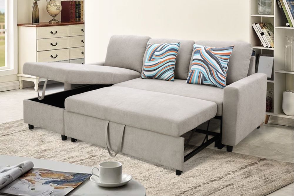 dropship Grey Flannelette 2-Piece Couch Living Room Sofabed
