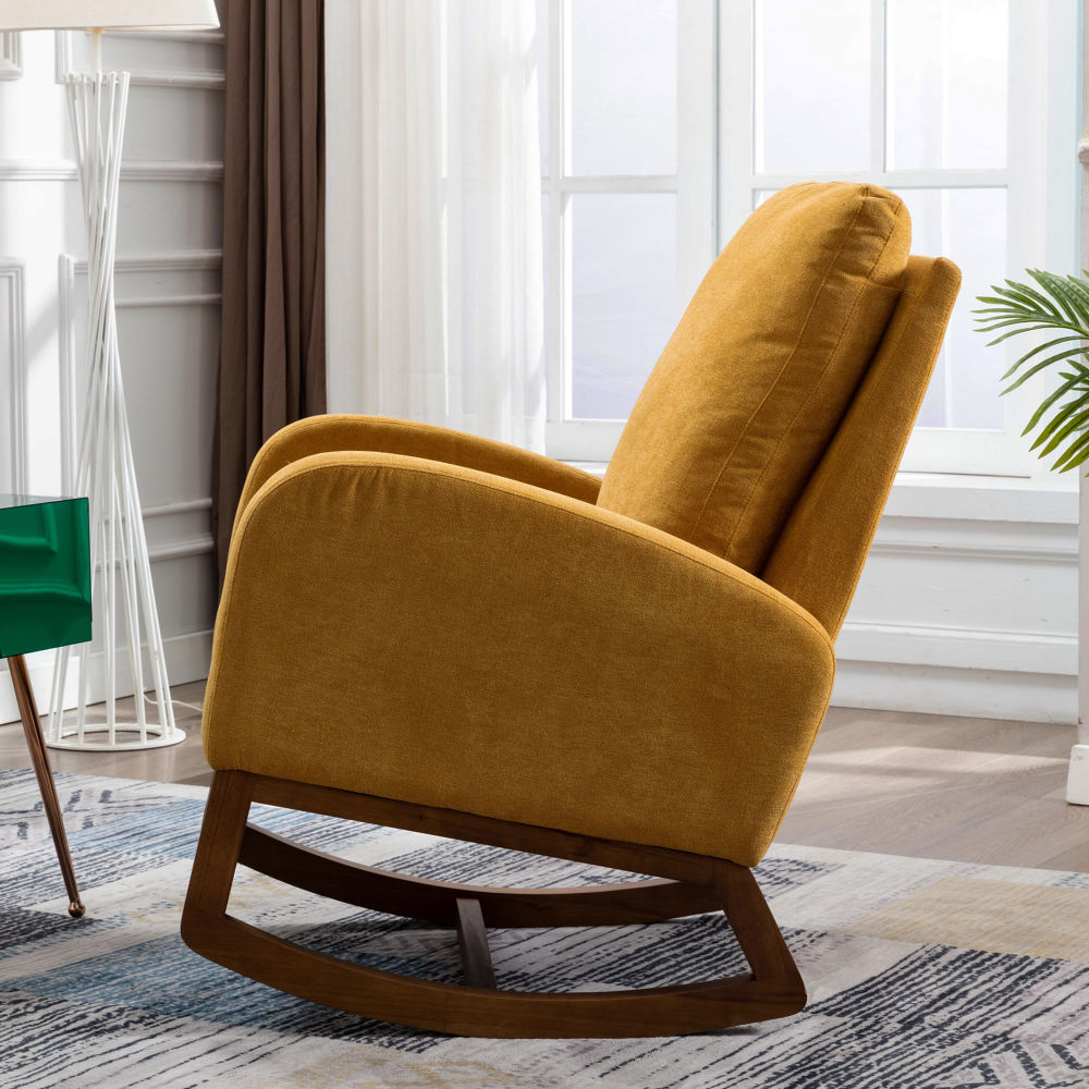 dropship COOLMORE living room Comfortable rocking chair living room chair Yellow