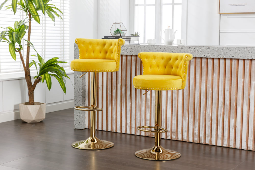 dropship COOLMORE Swivel Bar Stools Set of 2 Adjustable Counter Height Chairs with Footrest for Kitchen, Dining Room 2PC/SET