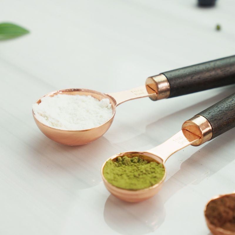 dropship Kitchen Accessories 4Pcs/Set Measuring Cups Spoons Stainless Steel Plated Copper Wooden Handle Cooking Baking Tools
