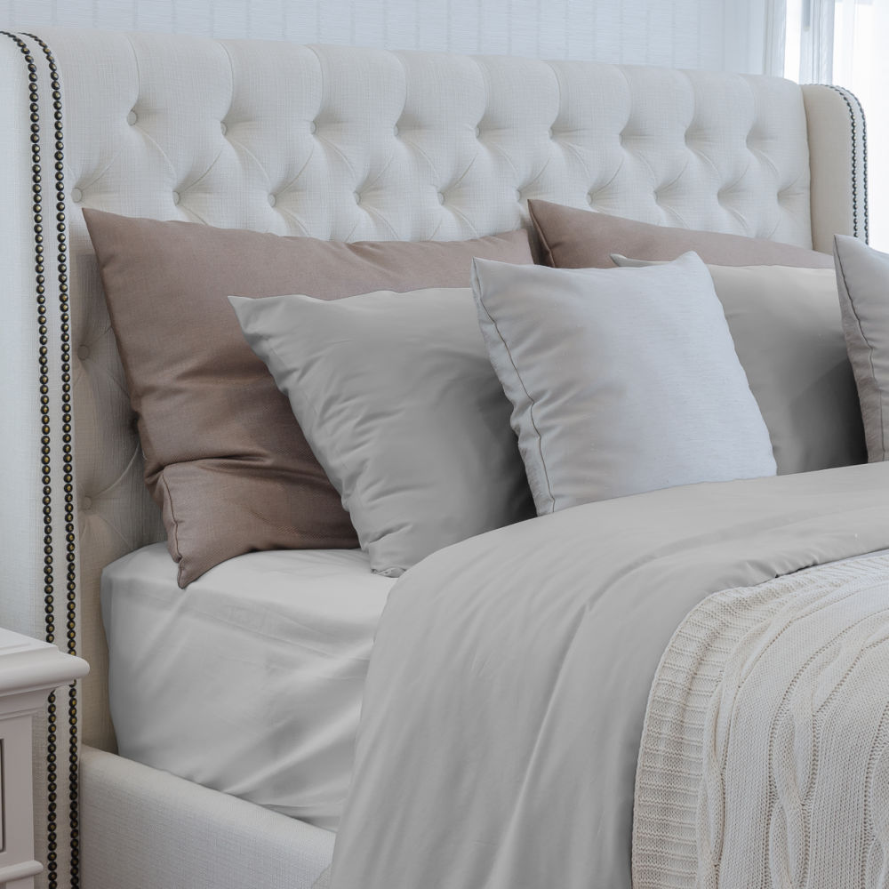 dropship Luxurious Viscose from 100% Bamboo 5-Piece Sheet Set , Oeko-TEX Certified, Split King - Light Gray