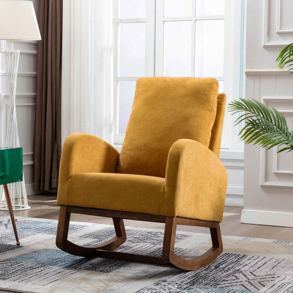 dropship COOLMORE living room Comfortable rocking chair living room chair Yellow