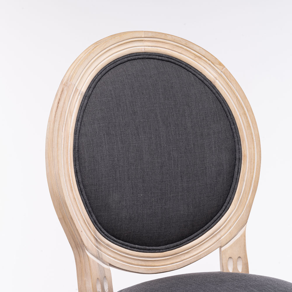 dropship French Country Wooden Barstools With Upholstered Seating , Dark Grey, Set of 2