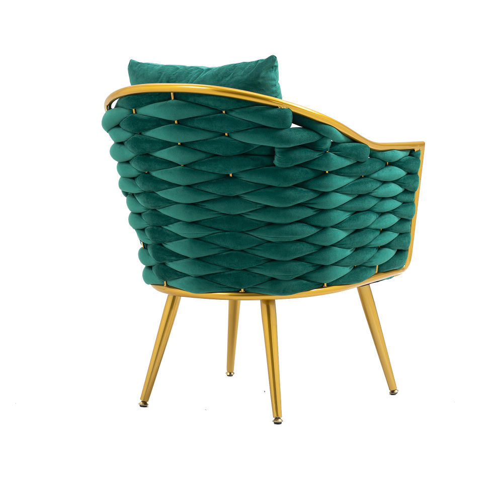 dropship Velvet Accent Chair Modern Upholstered Armchair Tufted Chair with Metal Frame, Single Leisure Chairs for Living Room Bedroom Office Balcony