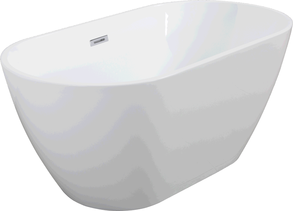 dropship Sleek White Acrylic Freestanding Soaking Bathtub with Chrome Overflow and Drain, cUPC Certified - 55*28.35 22A09-55