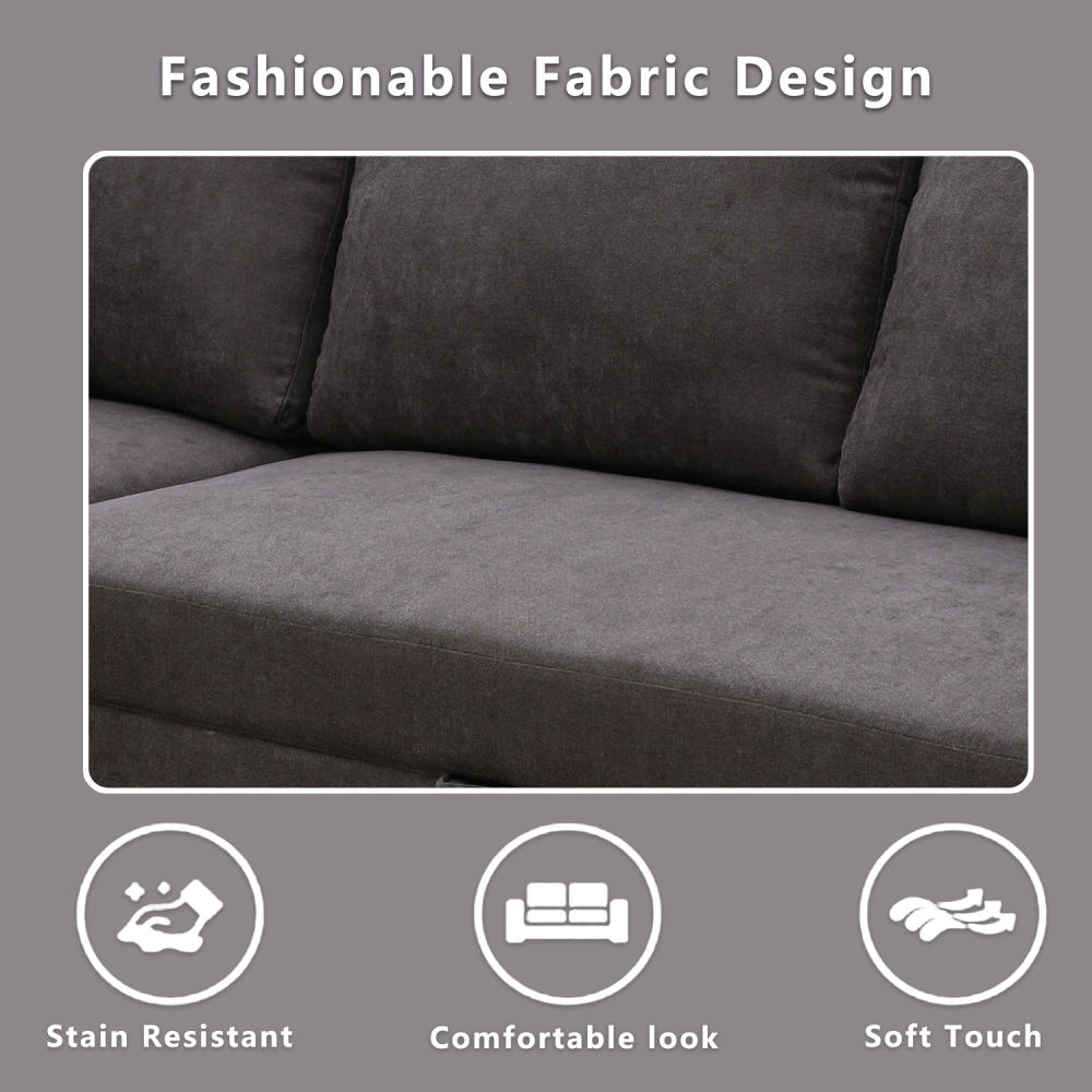 dropship Dark Brown Flannelette 2-Piece Couch Living Room Sofabed