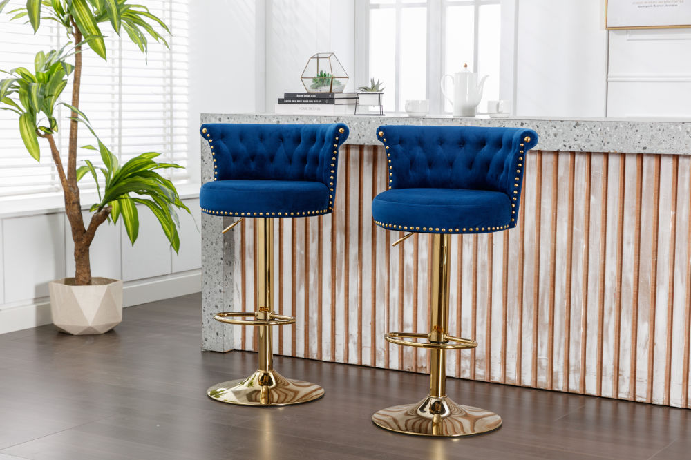 dropship COOLMORE Swivel Bar Stools Set of 2 Adjustable Counter Height Chairs with Footrest for Kitchen, Dining Room 2PC/SET