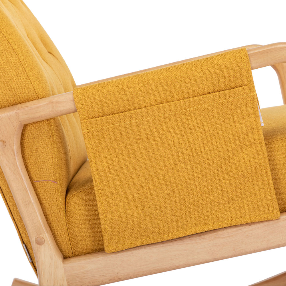dropship COOLMORE Rocking Chair With Ottoman, Mid-Century Modern Upholstered Fabric Rocking Armchair, Rocking Chair Nursery with Thick Padded Cushion, High Backrest Accent Glider Rocker Chair for Living Room