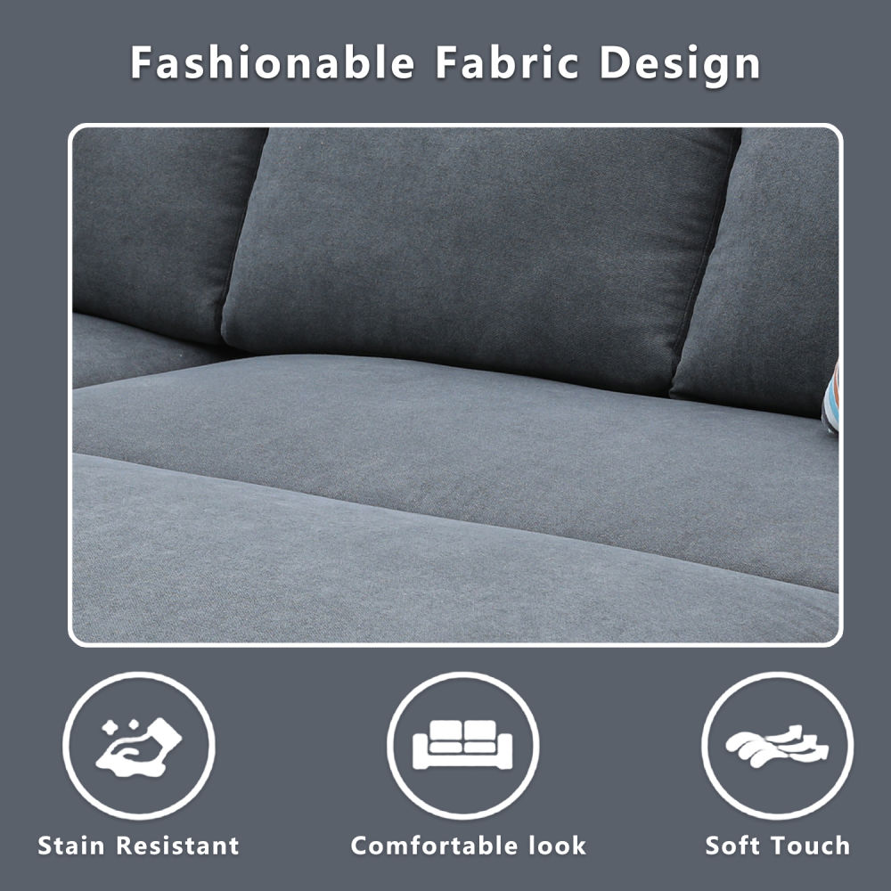 dropship Dark Grey Flannelette 2-Piece Couch Living Room Sofabed