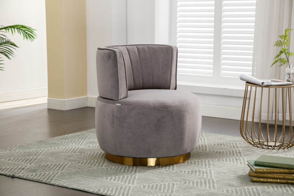 dropship 360 Degree Swivel Cuddle Barrel Accent Sofa Chairs, Round Armchairs with Wide Upholstered, Fluffy Velvet Fabric Chair for Living Room, Bedroom, Office, Waiting Rooms