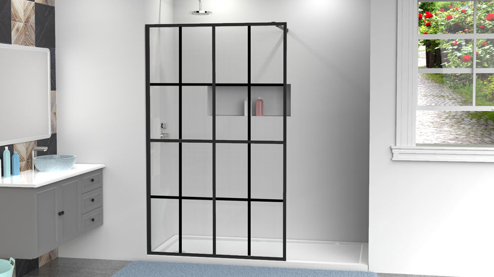 dropship Goodyo 34" X 72" Shower Door Walk-in Black Finish