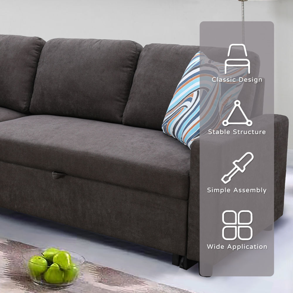 dropship Dark Brown Flannelette 2-Piece Couch Living Room Sofabed