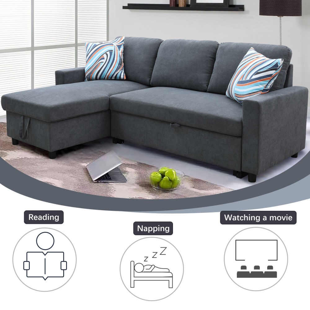 dropship Dark Grey Flannelette 2-Piece Couch Living Room Sofabed