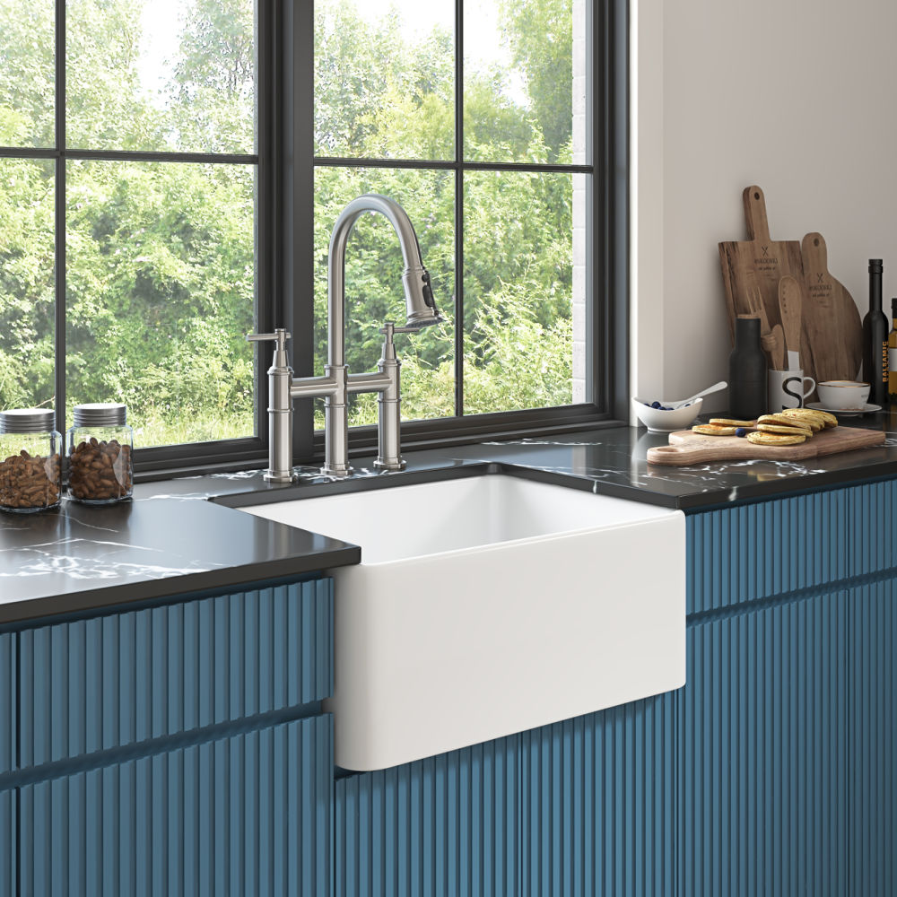 dropship Farmhouse/Apron Front White Ceramic Kitchen Sink
