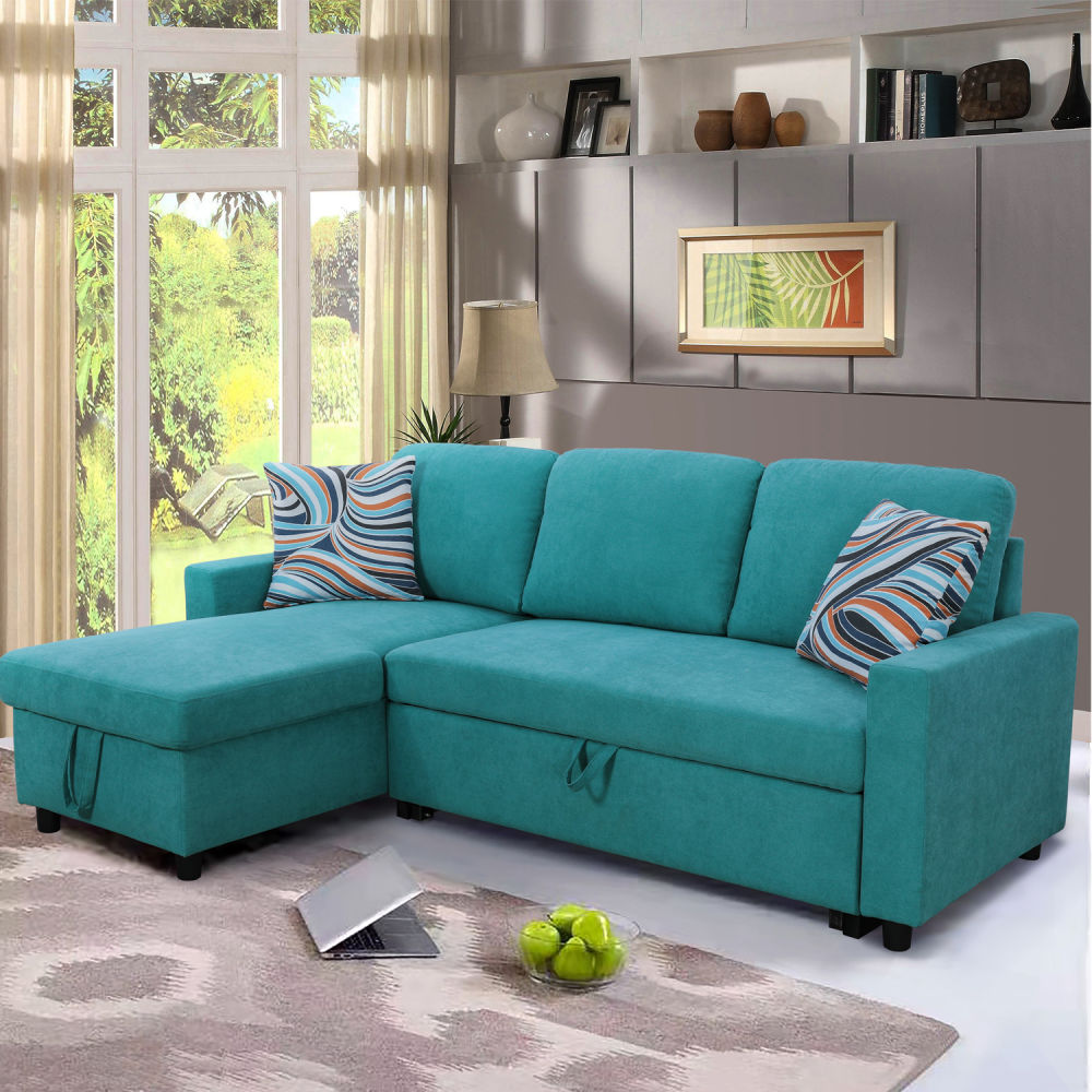 dropship Green Flannelette 2-Piece Couch Living Room Sofabed