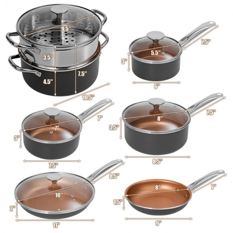 dropship Home Daily Delicacies Pot 12-Piece Safe Non-Stick Cookware Set