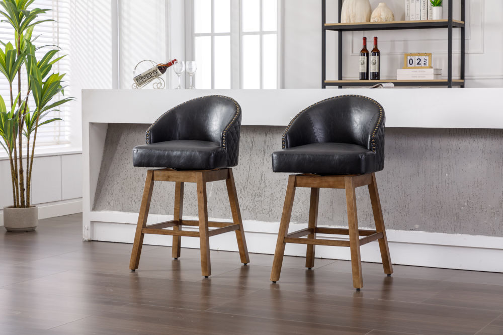 dropship COOLMORE Bar Stools Set of 2 Counter Height Chairs with Footrest for Kitchen, Dining Room And 360 Degree Swivel