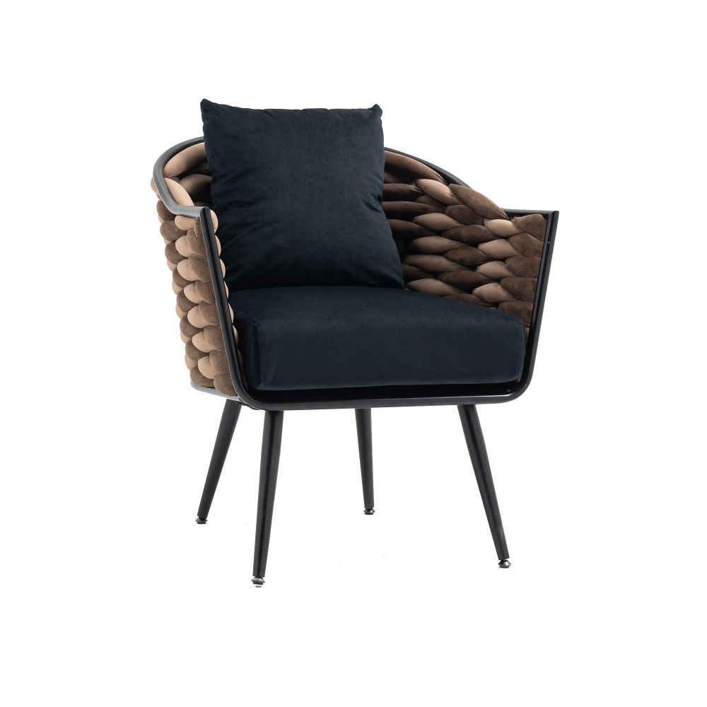 dropship Velvet Accent Chair Modern Upholstered Armchair Tufted Chair with Metal Frame, Single Leisure Chairs for Living Room Bedroom Office Balcony