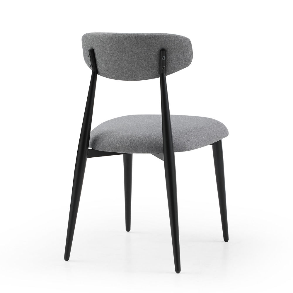 dropship Modern Dining Chairs Set of 2, Curved Backrest Round Upholstered and Metal Frame, Grey