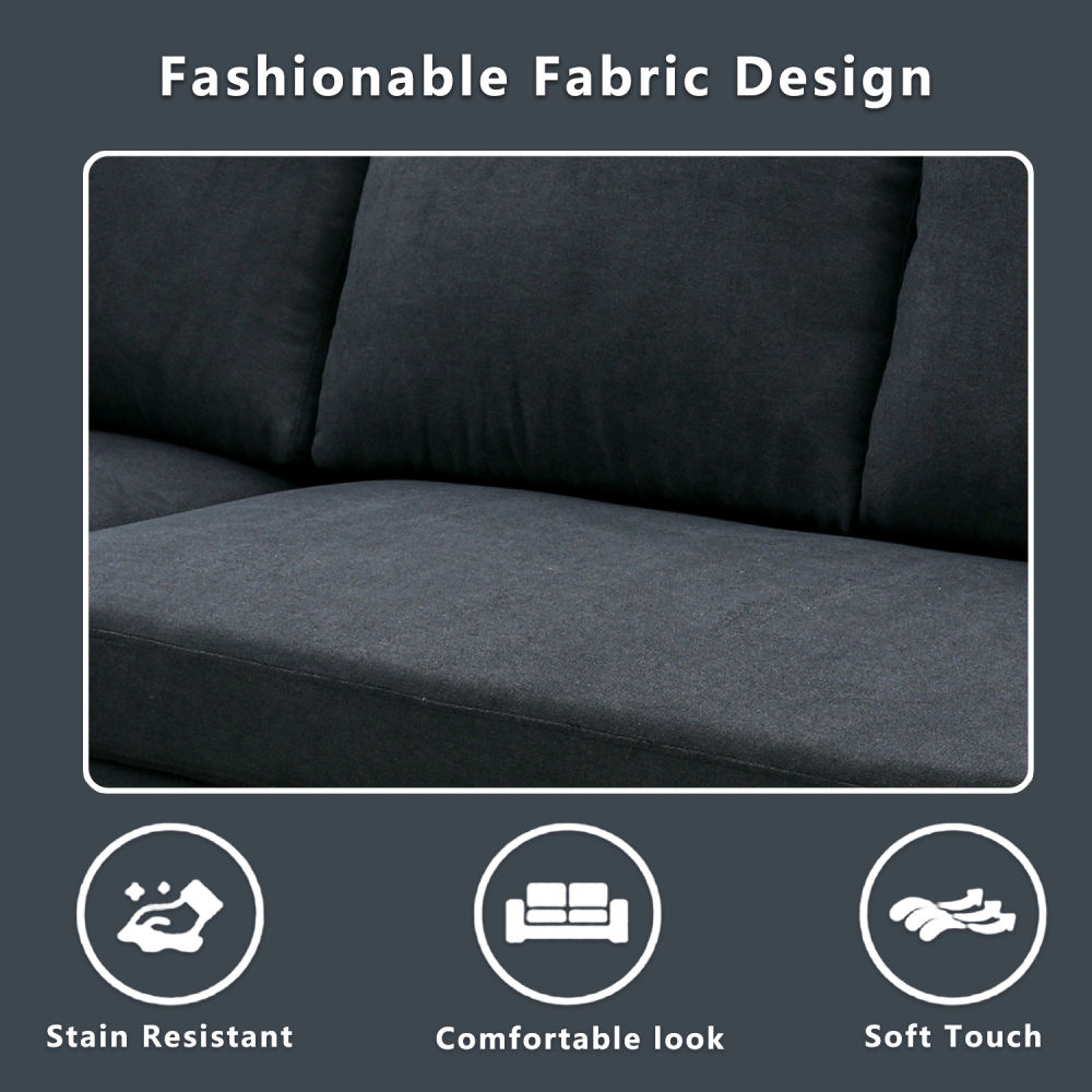 dropship Black Flannelette 2-Piece Couch Living Room Sofabed