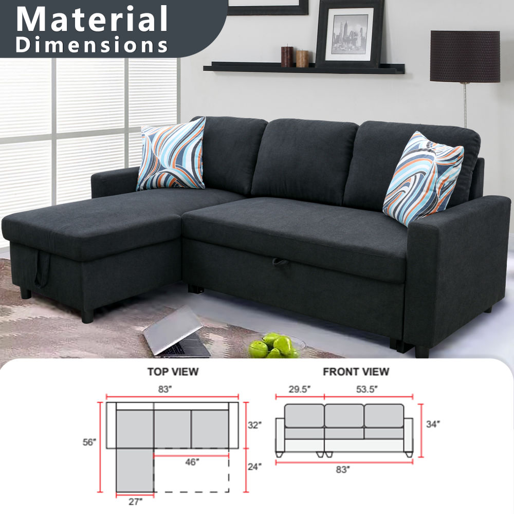 dropship Black Flannelette 2-Piece Couch Living Room Sofabed