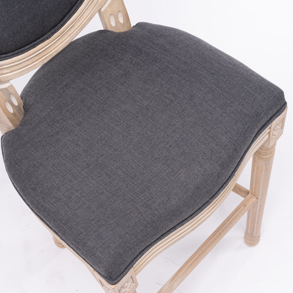 dropship French Country Wooden Barstools With Upholstered Seating , Dark Grey, Set of 2