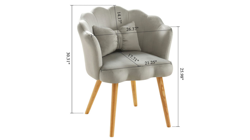 dropship Vanbow.Velvet Wooden foot casual lotus chair with waist pillow(GREY)
