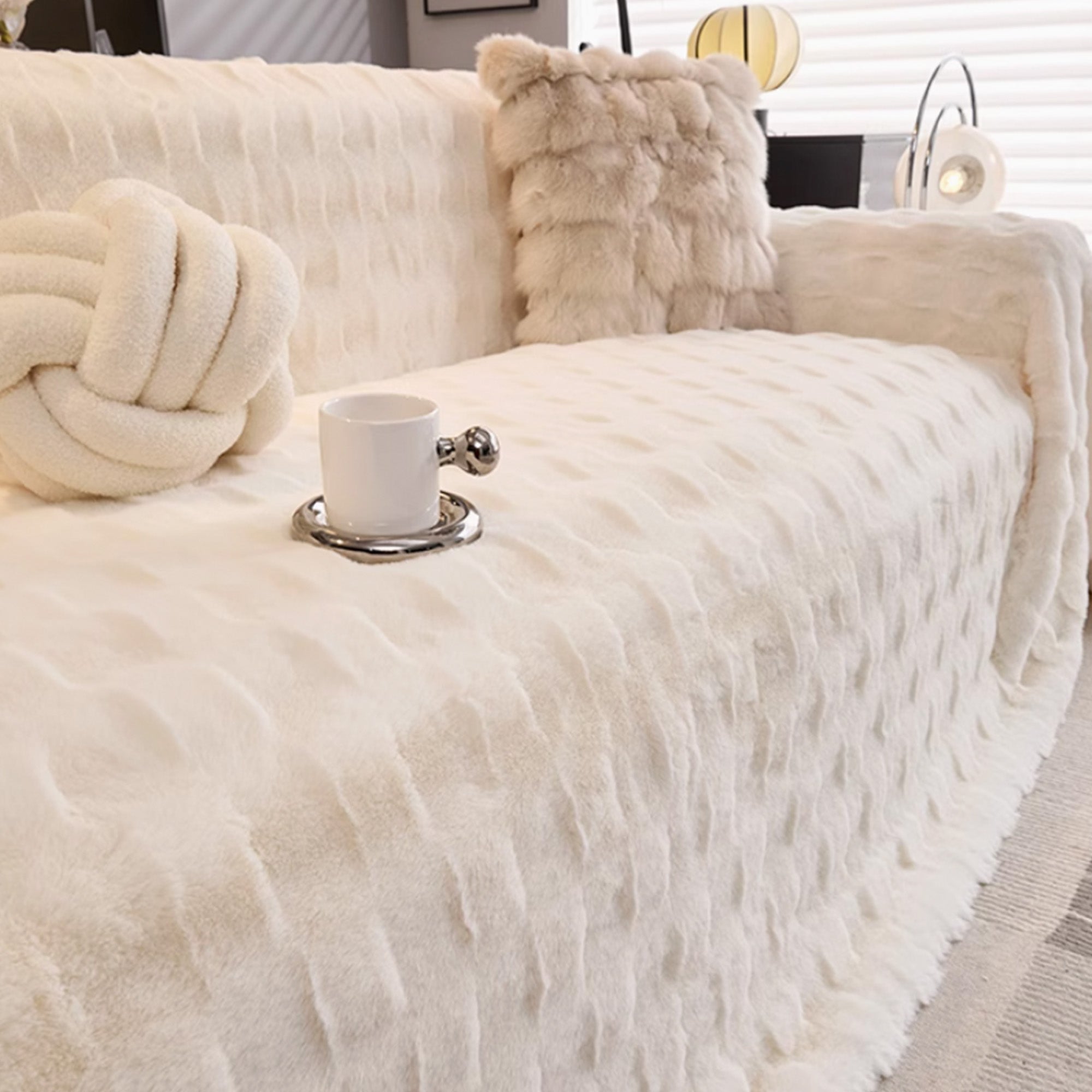 Ultra Plush Sofa Cover Neutral Nude Colors Timeless Luxurious Comfort and Cozy Design for Year-Round Style and Warmthslider_item_1